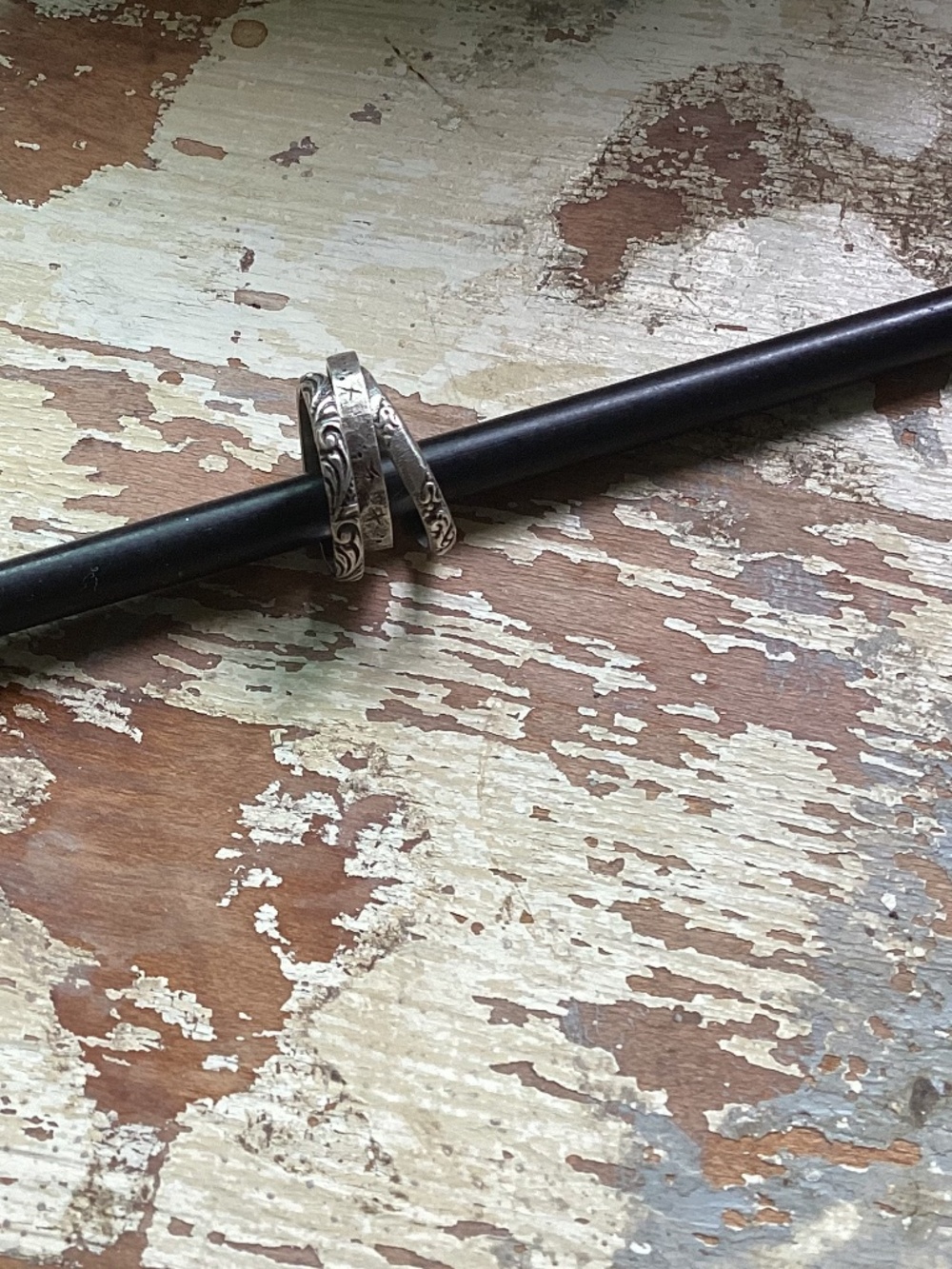NEW Eulalie peg & awl (3) artisan silver RINGS handcrafted - Picture 2 of 4